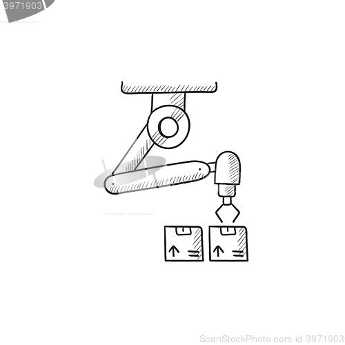 Image of Robotic packaging sketch icon.