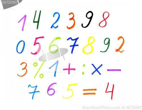 Image of Colorful numerals and symbols