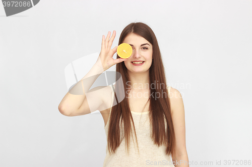 Image of Happy young woman isolated on white background