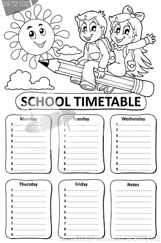 Image of Black and white school timetable theme 7