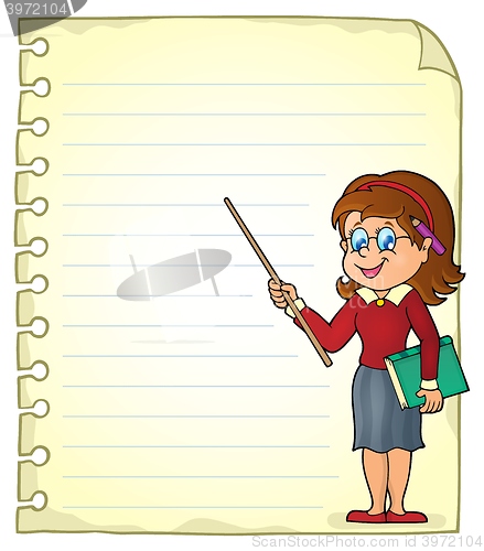 Image of Notebook page with woman teacher