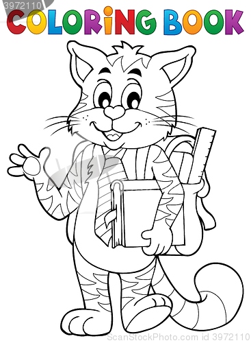 Image of Coloring book school cat theme 1