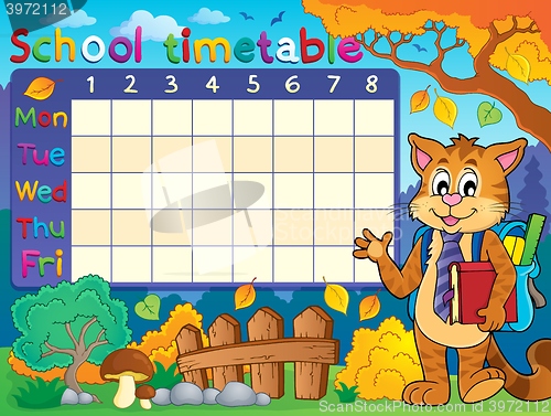 Image of School timetable with cat