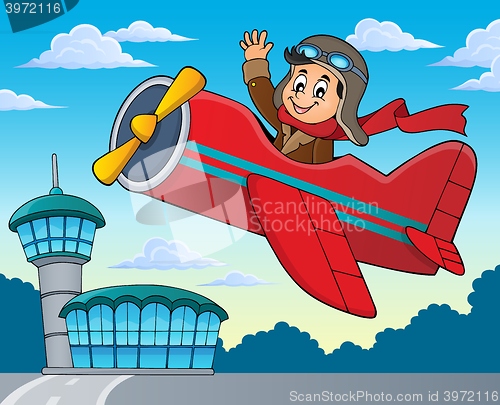 Image of Pilot in retro airplane theme image 2