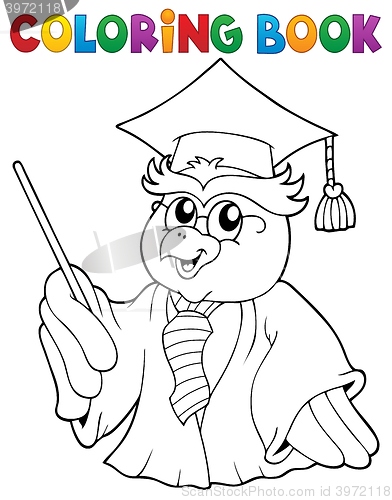 Image of Coloring book owl teacher theme 3