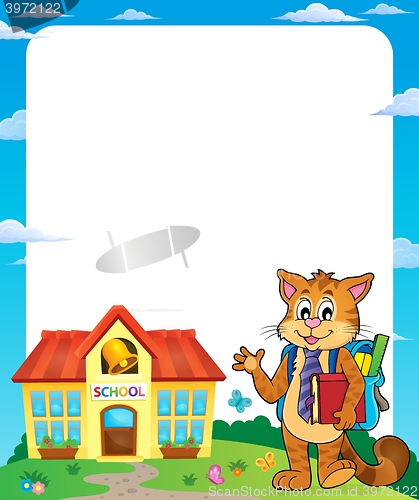 Image of School cat theme frame 1