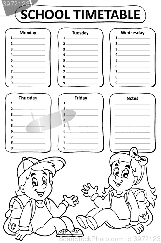 Image of Black and white school timetable theme 4