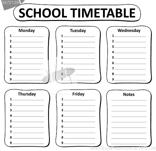 Image of Black and white school timetable theme 1