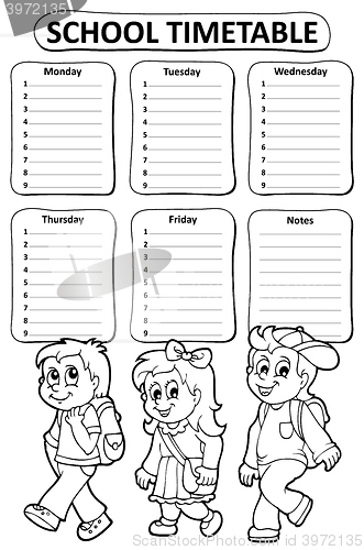 Image of Black and white school timetable theme 5