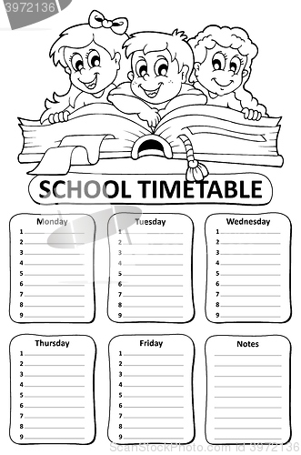 Image of Black and white school timetable theme 6