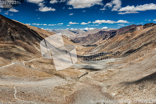 Image of View of Karakoram range and road in valley in Himalayas