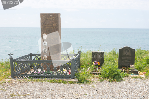 Image of Big Utrish, Russia - May 17, 2016: Monument to the crew of the aircraft Yak-40 crashed in 1976 off the island of Utrish