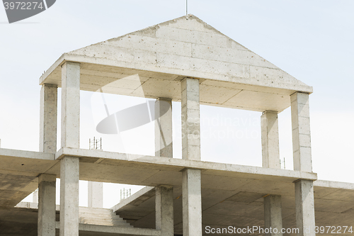Image of Unfinished house with a monolithic concrete constructions