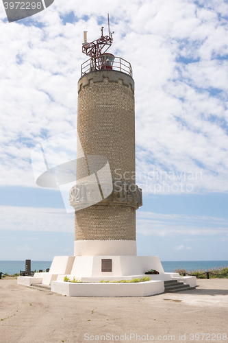 Image of Big Utrish, Russia - May 17, 2016: Monument to the lighthouse on the island of Utrish, built in 1975 in tribute to all sailors of the Azov-Black Sea fleet, as well as the crew of the vehicle \"Fabrici