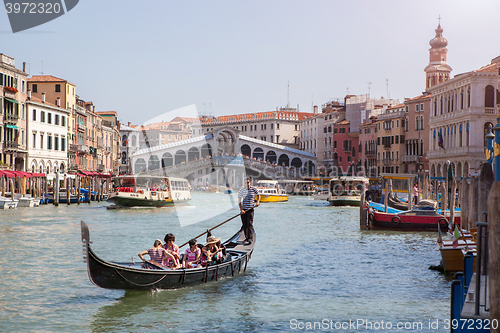 Image of Gondola near Rialto Bridge in Venice