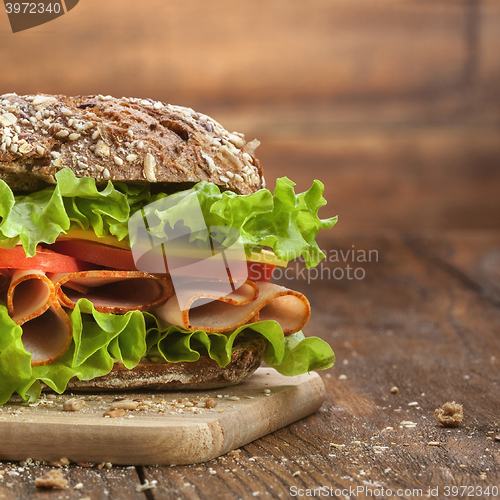 Image of Sandwich on the wooden table