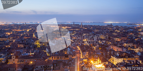 Image of General view of Venice from above at sunset