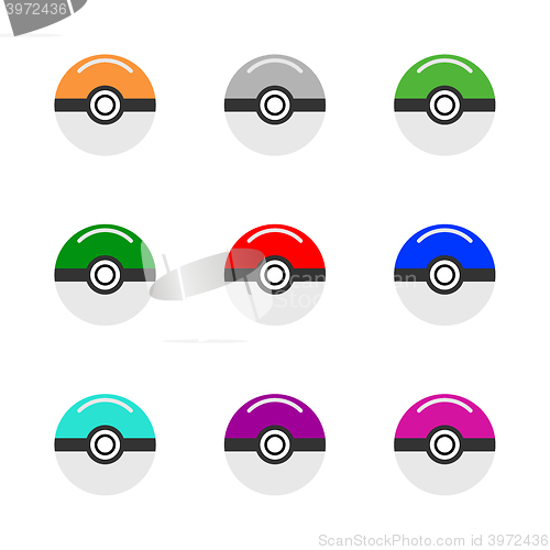 Image of Vector game balls for play in team. Pokeball object