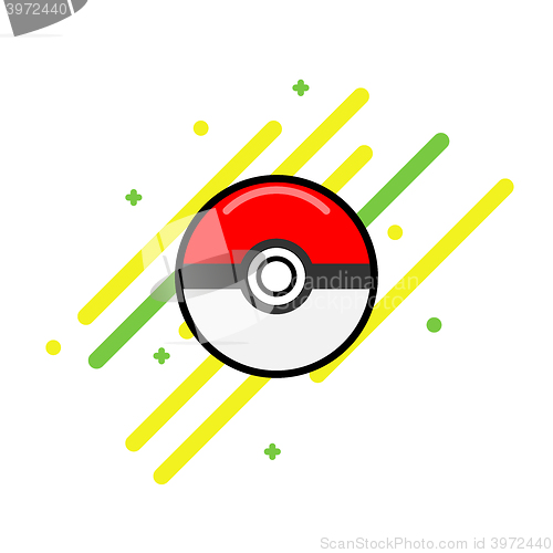 Image of Vector game ball for play in team. Pokeball object