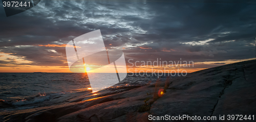 Image of Sunset on stormy Lake Onega in Karelia