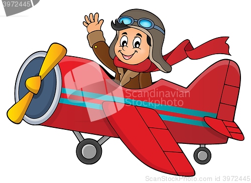 Image of Pilot in retro airplane theme image 1