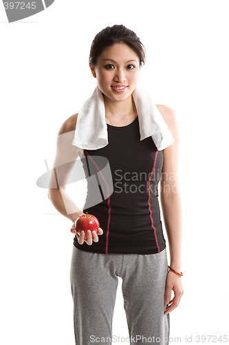 Image of Healthy woman and apple