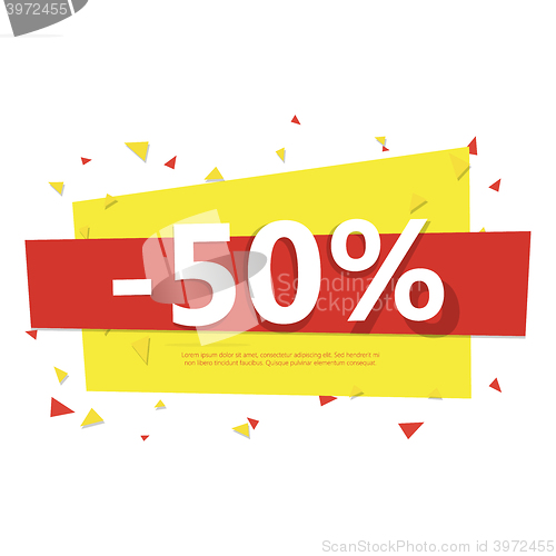 Image of Colorful sale badge. Geometric design.