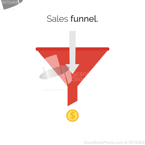 Image of Sales lead funnel flat icon with arrows for presentation apps and websites