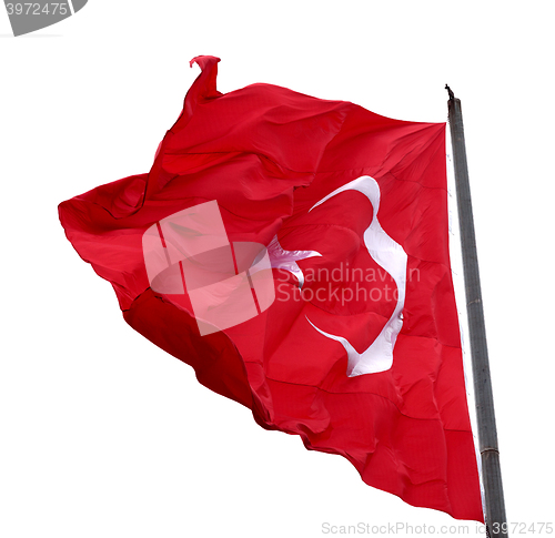 Image of Turkish flag waving in windy day