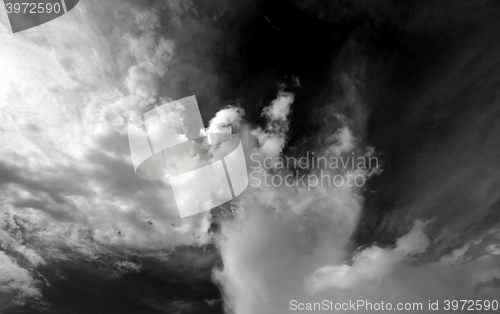 Image of Black and white sky with clouds