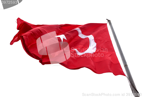 Image of Flag of Turkey waving in wind day