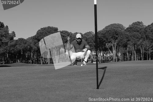 Image of golf player aiming perfect  shot