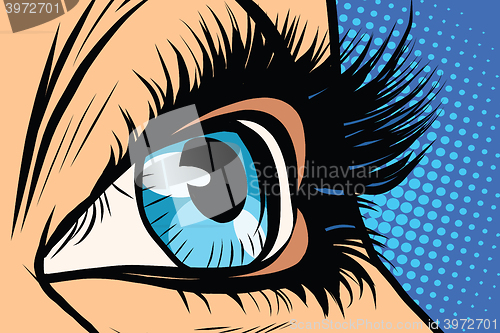 Image of blue woman eye close-up