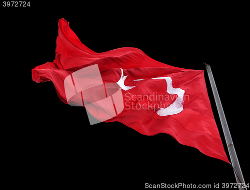 Image of Waving flag of Turkey with flagpole