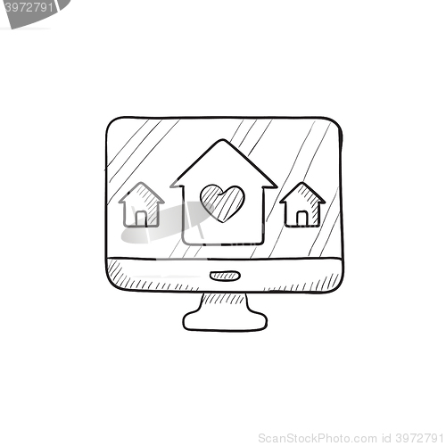 Image of Smart house technology sketch icon.