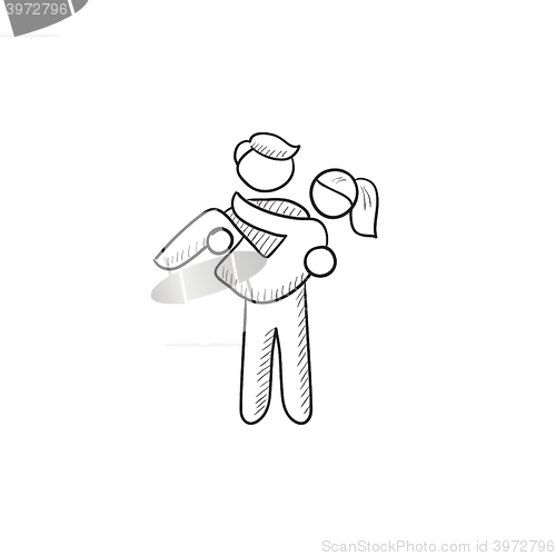 Image of Man carrying his girlfriend sketch icon.