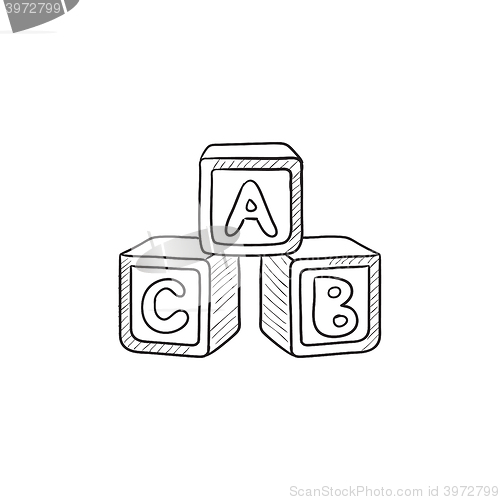 Image of Alphabet cubes sketch icon.