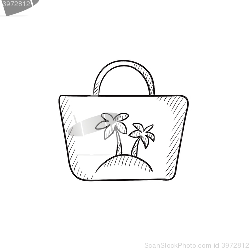 Image of Beach bag sketch icon.