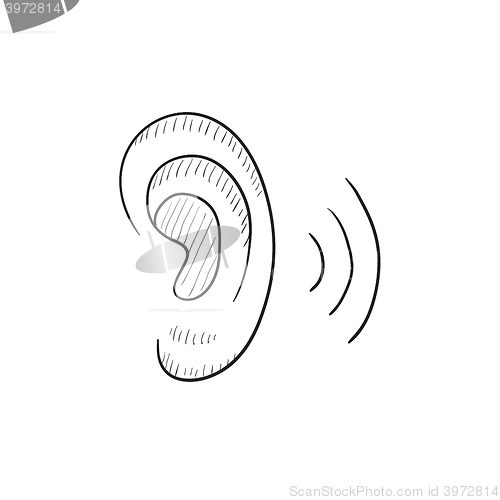 Image of Human ear sketch icon.