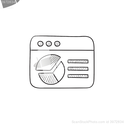 Image of Browser window with pie chart sketch icon.