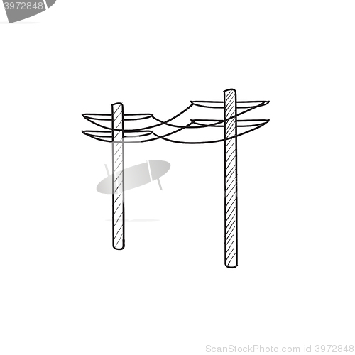 Image of High voltage power lines sketch icon.