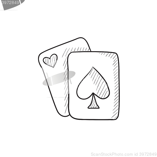 Image of Playing cards sketch icon.