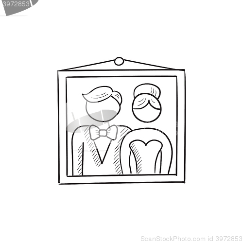 Image of Wedding photo sketch icon.