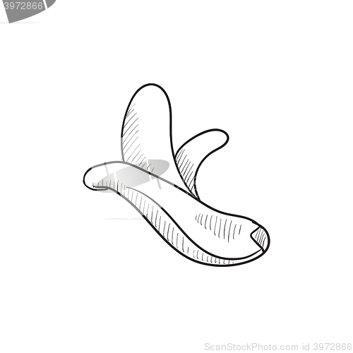 Image of Peeled banana sketch icon.