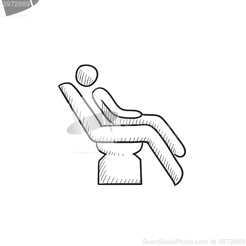 Image of Man sitting on dental chair sketch icon.