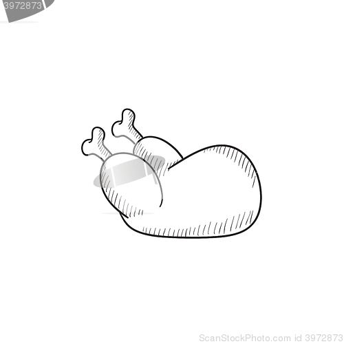 Image of Raw chicken sketch icon.