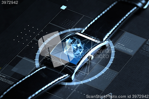 Image of close up of smart watch with polygonal projection