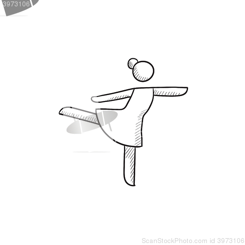 Image of Female figure skater sketch icon.