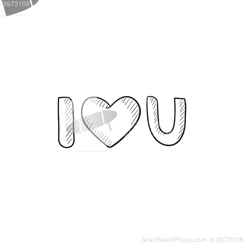 Image of Abbreviation i love you sketch icon.