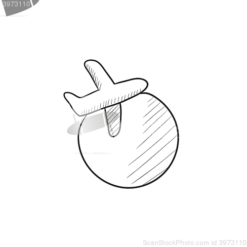 Image of Travel by plane sketch icon.